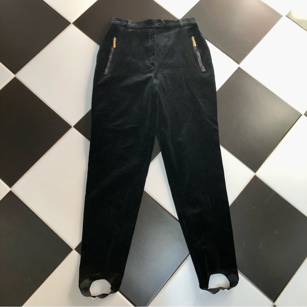 Vintage 80s 90s Escada Crushed Velvet Riding Pants Stirrup Gold Zippers size S